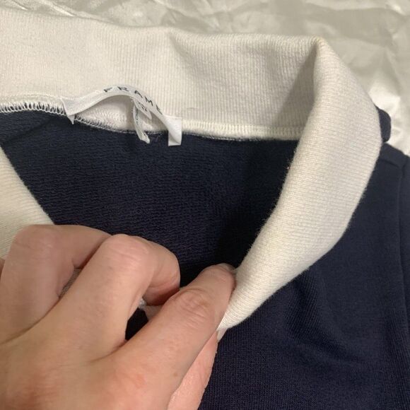 Frame Authentic Womens Navy Blue White Polo Long Sleeve Sweater Top Xs - Picture 7 of 9